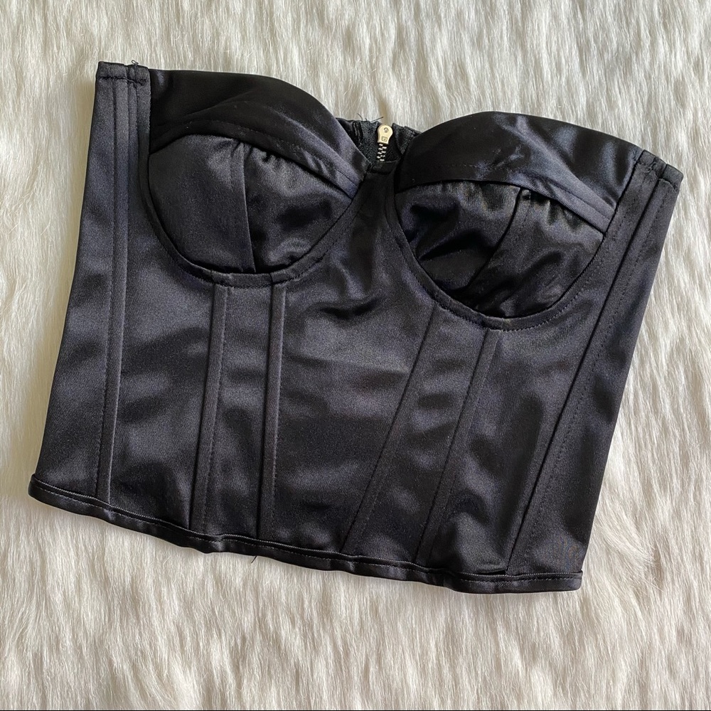Black Satin Sweetheart Strapless Corset
